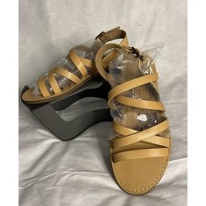 like New Madewell Women's Boardwalk Tan Leather Sandals Gladiator $59 Size 8-M